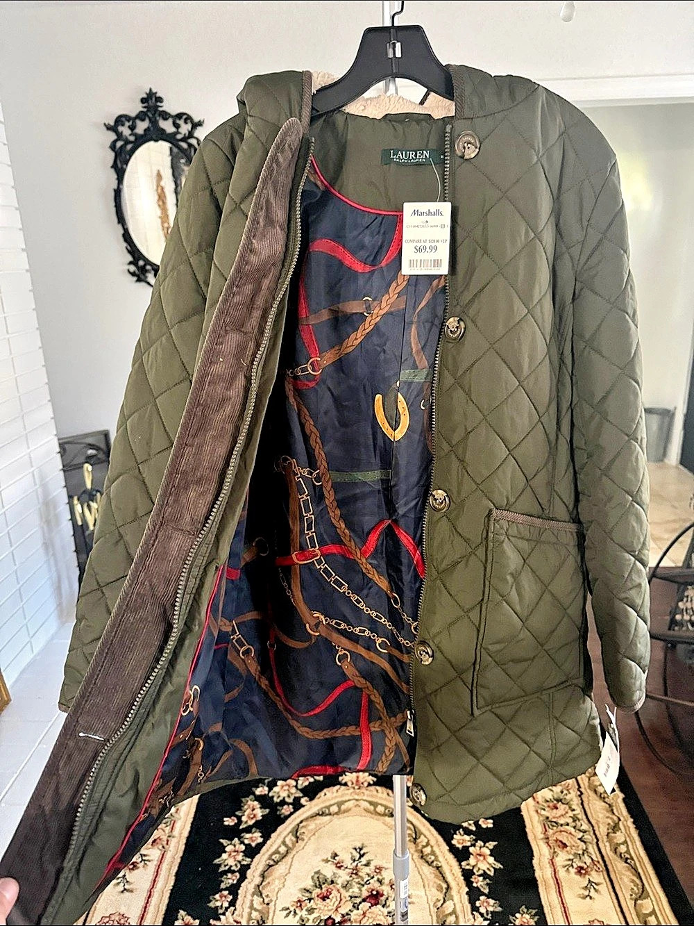 Lauren Ralph Lauren Diamond-Quilted Hooded Jacket with Horsebit Lining Quilted